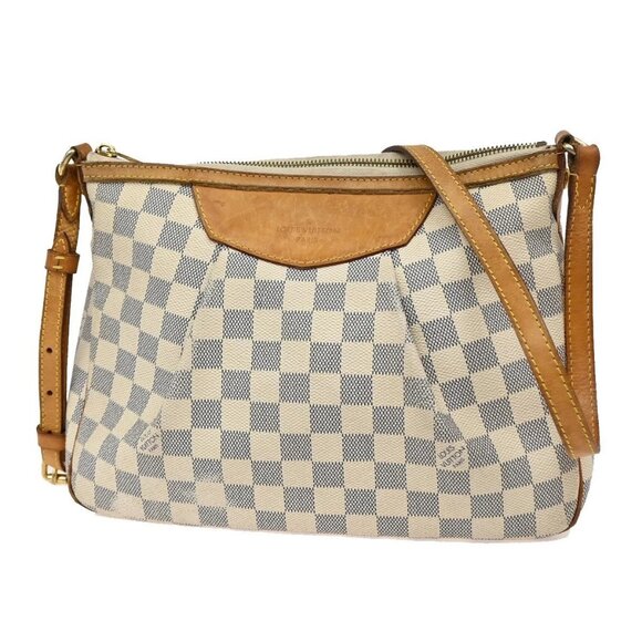 Louis Vuitton Handbags - LOUIS VUITTON Siracusa PM Shoulder Bag Damier Azur Leather White N41113 12AA089